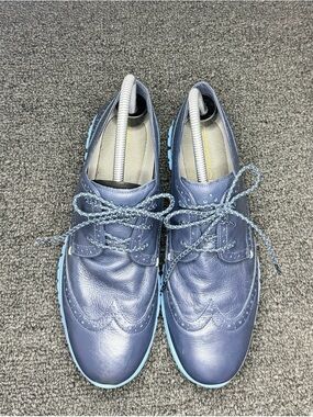 Men's Casual Wingtip Lace-Up Shoes in Navy Blue